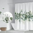 thumbnail image 3 of Green Eucalyptus Leaves Shower Curtain Watercolor Leaf Modern Minimalist Bathroom Decor Shower Curtain 36 x 72 Inch Polyester Waterproof Unique Tub Curtain with 6 Hooks, 3 of 6