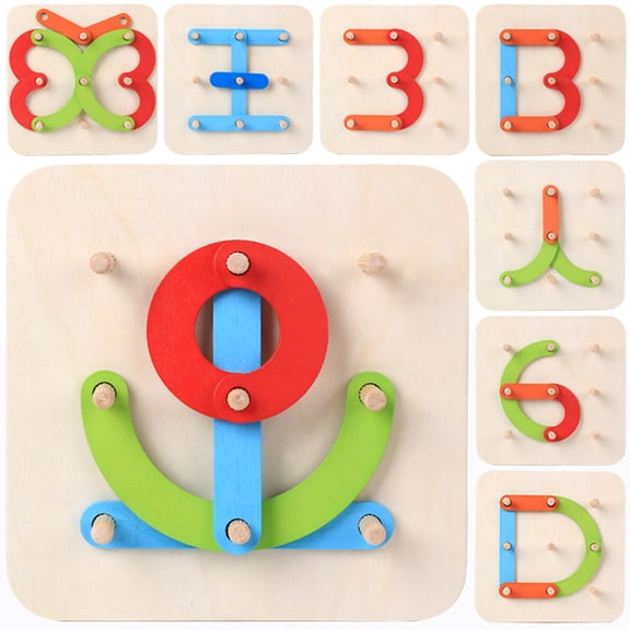 Danhjin Toddler Toys, Wooden Numbers and Letters Puzzle for Early Education, Baby Threading Board Blocks Intelligence Development, Christmas Gifts