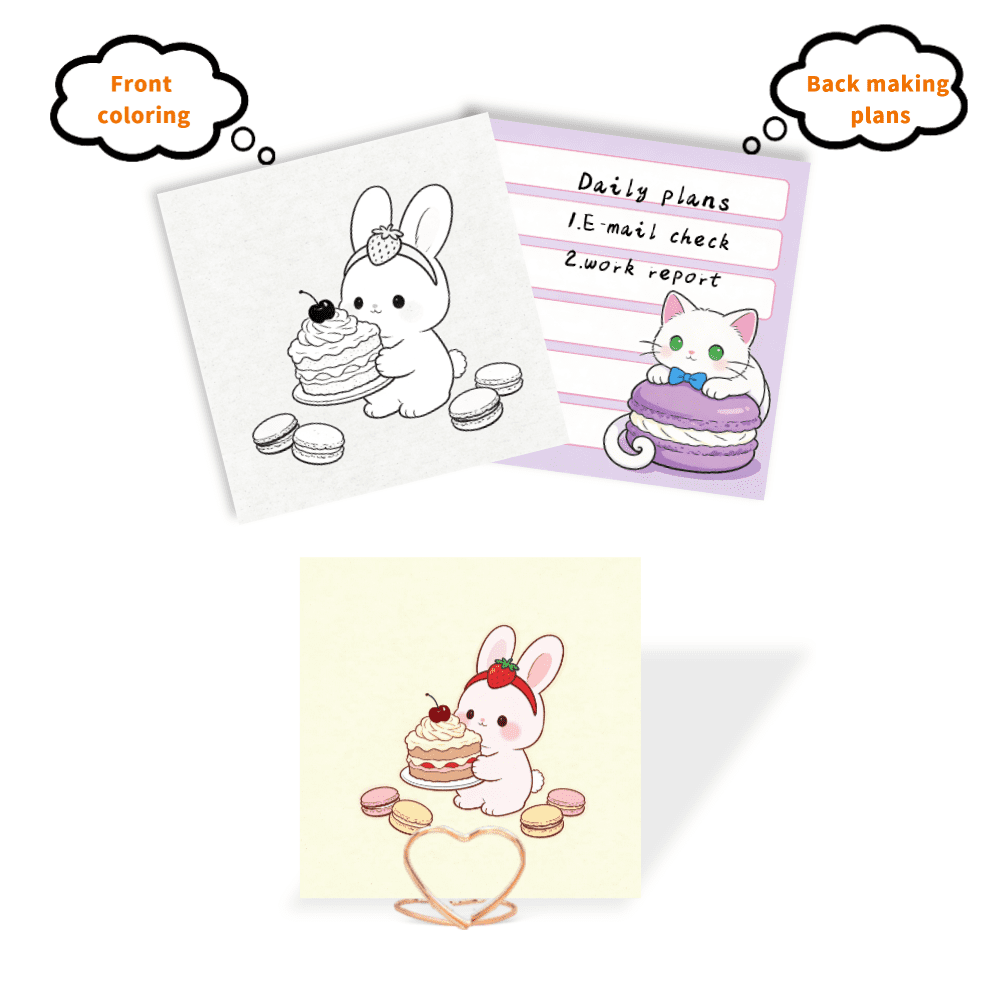 100 Pcs Original Coloring & Note Sticky Notes: Double-Sided, 100 Unique No-Repeat Patterns