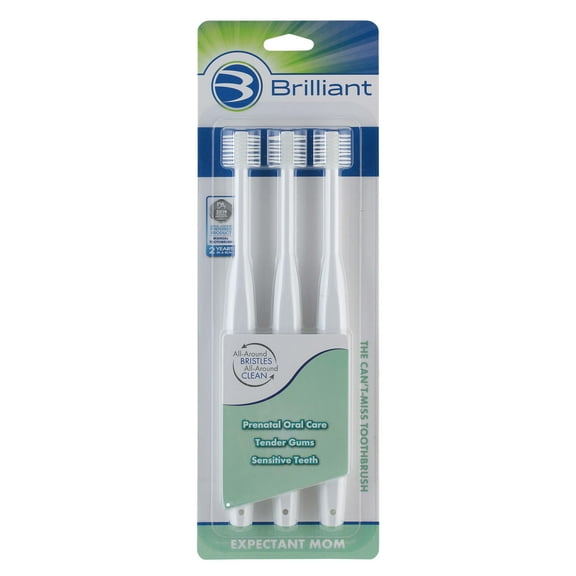 Brilliant Adult Sensitive Round Head Toothbrush with Extra Soft Bristles for Expectant Moms, 3 Count