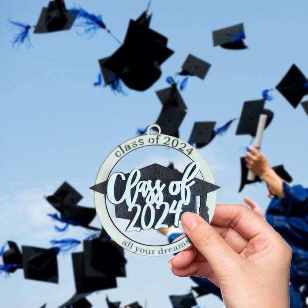 XWSHYW Adornos Colgantes Colgante de Medalla de Madera de Graduación de 2024 Adorno de Graduación Regalo de Graduación Colgante de Medalla Clase de 2024 Colgante de Madera Decoración Ideas de Graduac