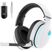 2.4GHz Wireless Gaming Headset for PS5, PS4 Fortnite & Call of Duty/FPS Gamers, PC, Nintendo Switch, Bluetooth 5.3 Gaming Headphones with Noise Canceling Mic, Stereo Sound, 40+Hr Battery -White