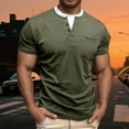 thumbnail image 2 of Zylarhe Mens Tshirt, Men Double Layer Neck Casual T Shirt Daily Wear Basic Top for Spring Summer Autumn Green XL, 2 of 8