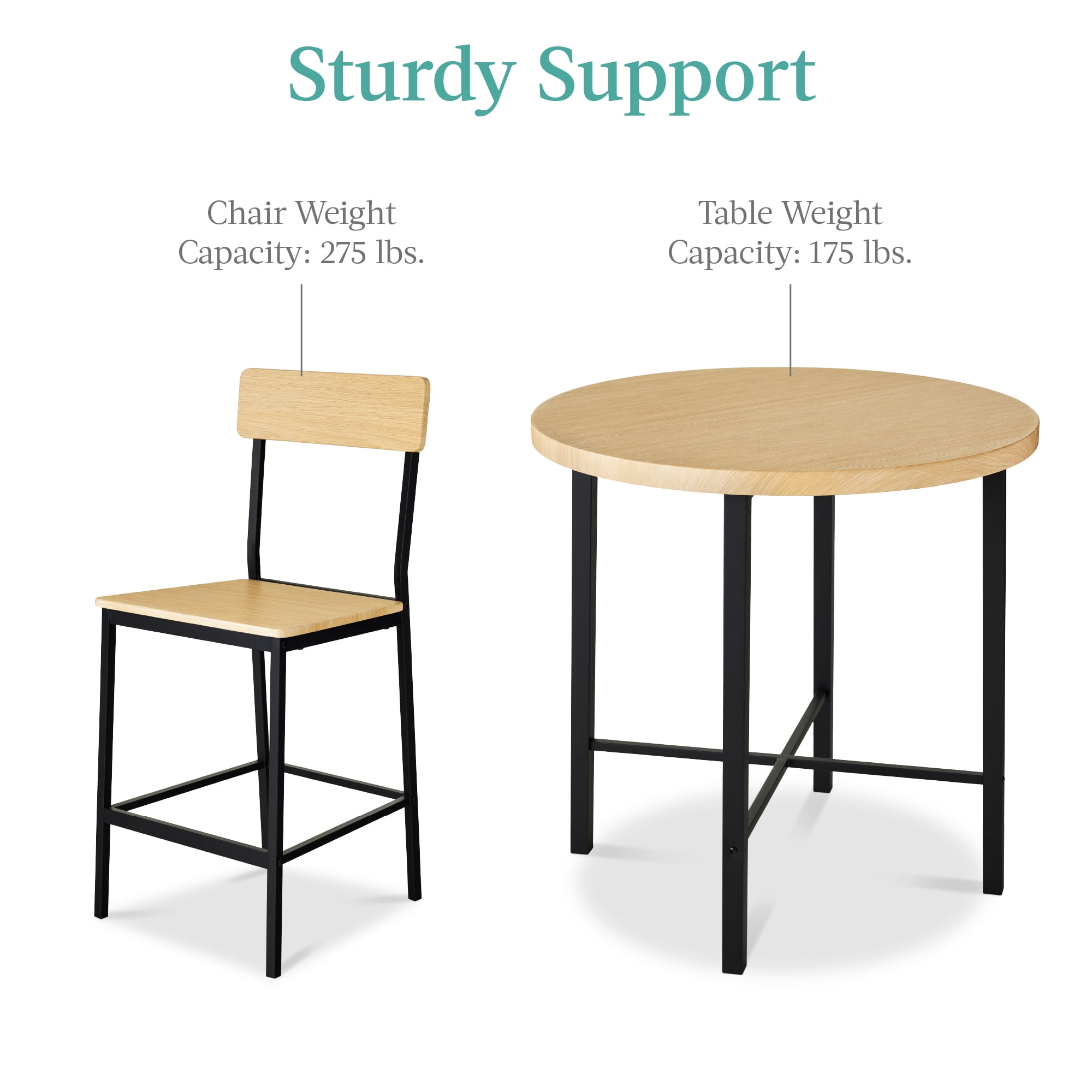 Best Choice Products 5-Piece Modern Round Counter Height Dining Set w/ 4 Chairs, 1.5in Thick Table - Natural
