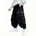 thumbnail image 7 of AHTJRT Casual Cargo Joggers for Boys Girls Kids Youth Loose Fit Tapered Track Pants with Multiple Zippered Pockets Fall Spring Running Hiking Joggers Black 7-8 Years, 7 of 7