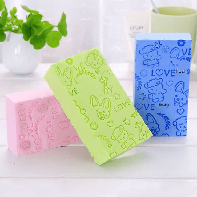 Esponja de baño de dibujos animados con impresión de alta densidad, toalla de baño para niños sin frotar, artefacto de ceniza para fregar el baño en casa