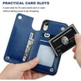thumbnail image 3 of REQO iPhone XR Wallet Case with Card Holder, Premium PU Leather Kickstand Card Slots Case,Double Magnetic Clasp and Durable Shockproof Cover for iPhone XR 6.1 Inch(Blue), 3 of 6