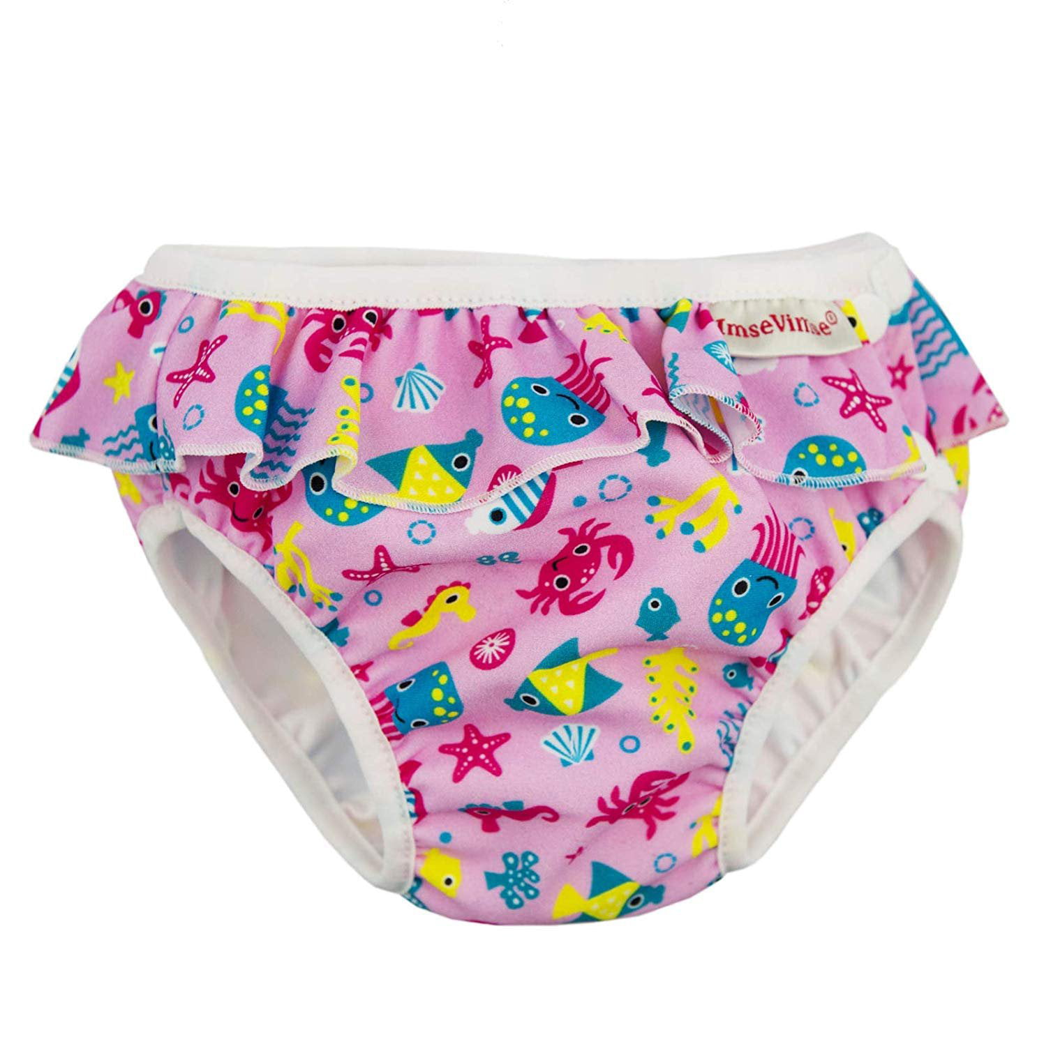 ImseVimse Reusable Baby Swim Diapers for Girls Pink Sea Life, M 15-22 ...