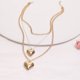 thumbnail image 2 of Gargantilla con colgante de corazón de amor multicapa punk, cadena cubana, joyería de moda estética, día de San Valentín, pulsera multicapa de corazón, aretes de corazón, juego de tres piezas, 2 of 5