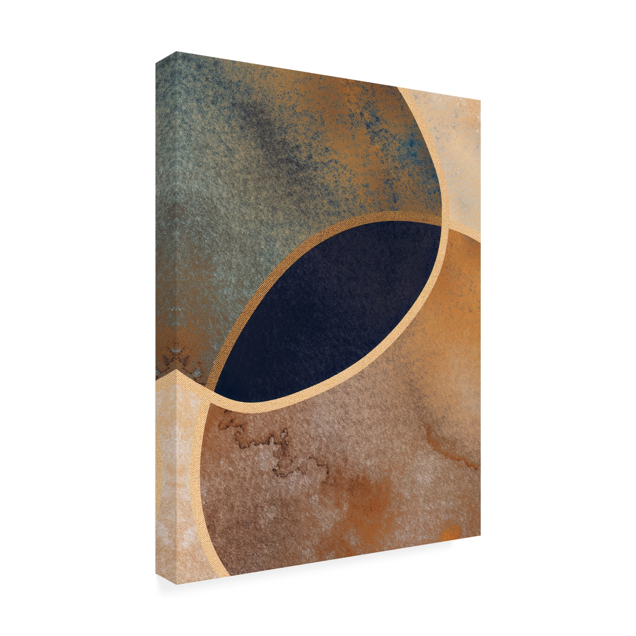 Canvas Wall Art - Bilge Paksoylu 'Abstract Circles With Gold 1' Wall Art for Living Room, Bedroom, or Office Décor by Trademark Fine Art - 24 x 32 Inches