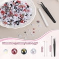 thumbnail image 2 of Uxcell 50g Flatback Rhinestones, 3mm-10mm Mixed Rhinestones and Half Pearls with Pick Up Pen and Tweezer for Nail Art Crafts (Colorful/White Red), 2 of 6