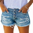 thumbnail image 5 of Frostluinai Denim Shorts for Women Distressed Jean Shorts Ripped Summer Hot Shorts Elastic Waist Retro Pantalones Cortos de Mezclilla Light Blue L, 5 of 7
