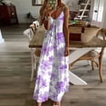 thumbnail image 2 of SMihono Women's Summer Spaghetti Strap Dresses Purple Floral Print Loose Fit Maxi Long Dress with Pockets Beach Sundress Purple 12, 2 of 5