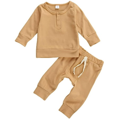 

Baby Unisex Pajamas Top with Pants Set 2 Piece Outfit Organic Cotton Clothing Set for Infant Baby Boys Girls