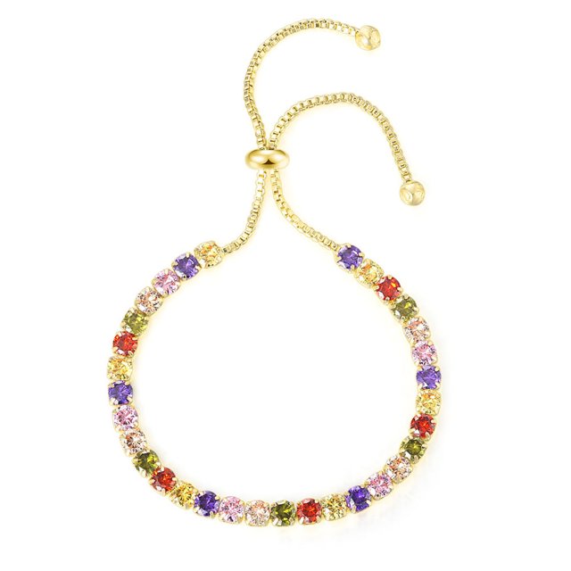 Pulsera de circonitas de color europeo y americano para mujer, cadena de tenis de cristal ajustable con diamantes