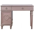 thumbnail image 6 of Rose Gold Bedroom Vanity Set with Flip Top Mirror and Cushioned Stool, Study Writing Desk with Wood Frame and Round Pull Handles, 1 Big Storage Cabinet &1 Drawer & 1 Open Up Mirror Storage Space, 6 of 7
