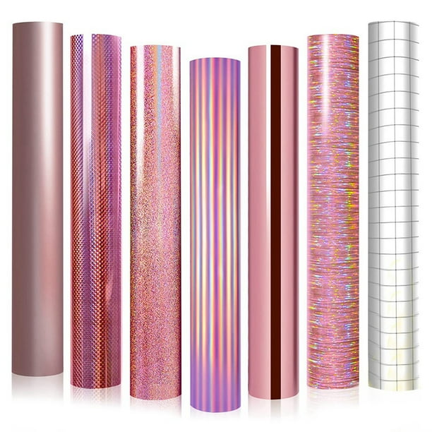 7 Sheets for DIY Decals, Holographic Adhesive Craft Vinyl for MaCHine