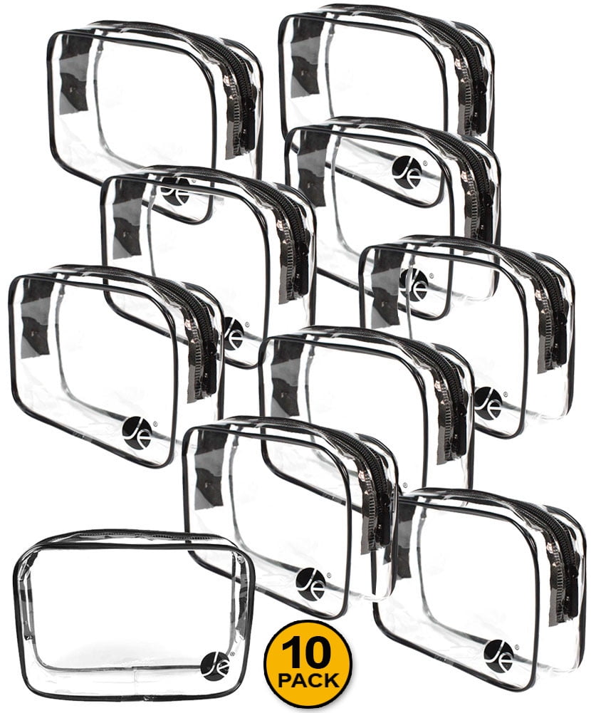 JAVOedge (10 PACK) PVC Transparent Vinyl Zipper Cosmetic, Toiletry