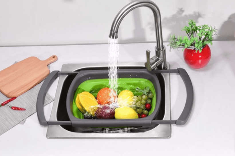 Folding Strainer for Kitchen Pink Colander Strainer Over The Sink Veggies/Fruit Strainers and Colanders with Extendable Handles DLD Colander Collapsible 3pcs
