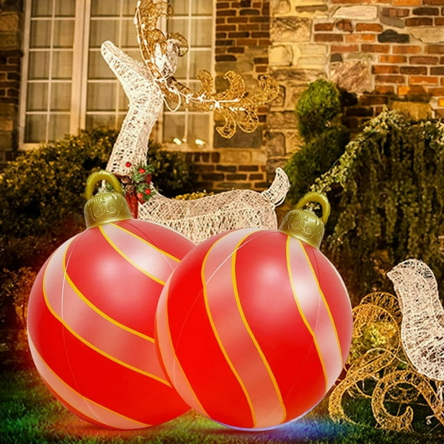 60cm Inflatable Christmas Ball with Light Glow Giant Atmosphere Ball Home Garden