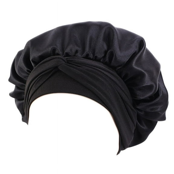 Women Silky Satin Night Sleep Cap Adjustable Wide Band Elastic Head Wrap Bonnets