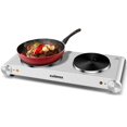 Portable 1800Watt 2Burner 7.4 in. Silver Electric Hot Plate