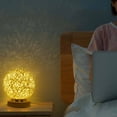 thumbnail image 2 of Yeacher Round LEDs Table Moon Lamp Night Lights USB Ball Lamp Woven Rattan Bedside Desk, 2 of 8