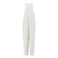 thumbnail image 5 of Jumpsuit Women Summer Casual Jumpsuits Spaghetti Strap V Neck Loose Romper With Pockets,White Women'S Polyester Jumpsuit 2XL, 5 of 5