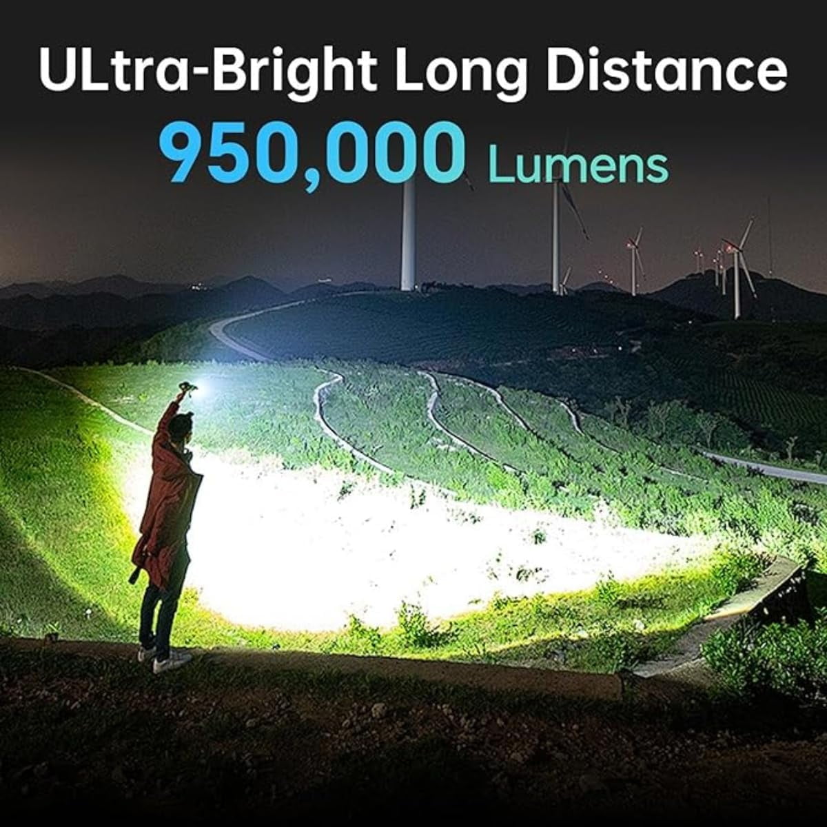 2-in-1 Strong Flashlight (Power Bank)，Digital Display of Power, Rechargeable, X4Waterproof, Adjustable Brightness Flash Light for Outdoor, Emergency, Night Garage Lighting