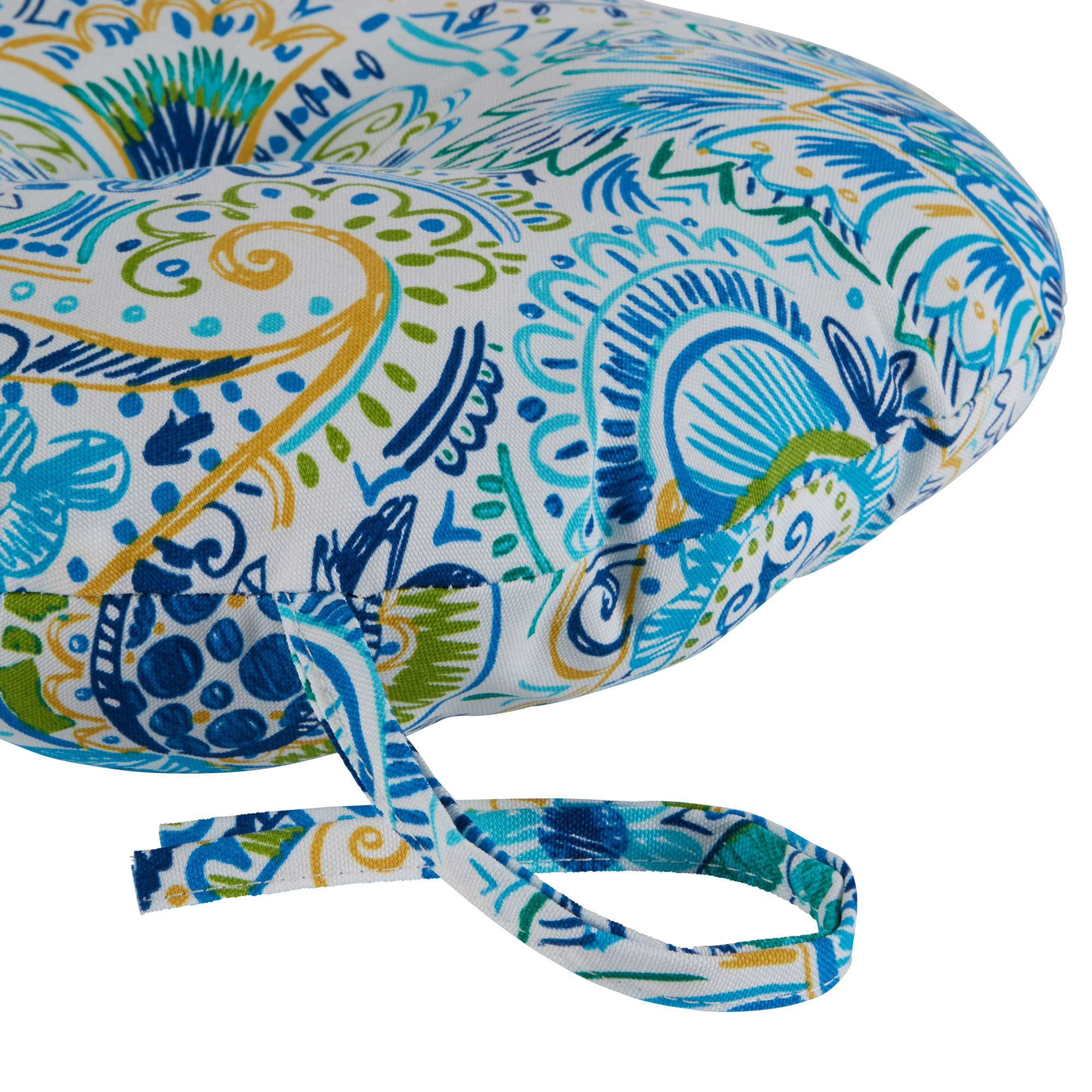 Greendale Home Fashions Baltic Paisley 15 in. Round Outdoor Reversible Bistro Seat Cushion (Set of 2) - image 3 of 6