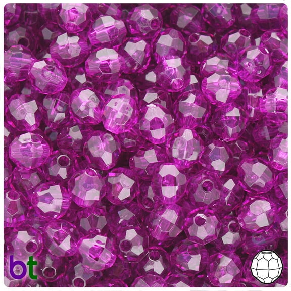 BeadTin Lilac Transparent 8mm Faceted Round Plastic Beads (450pcs)