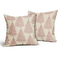 thumbnail image 2 of Coral Pink Christmas Pillow Covers 16x16 Set of 2 Xmas Tree Star Rustic Holiday Print Decorative Outdoor Pillowcases Farmhouse Vintage Winter Decorations Throw Cushion Case Decor for Couch Sofa Bed, 2 of 6