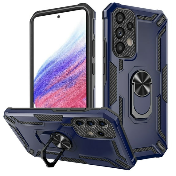 ELEHOLD Rugged Case for Samsung Galaxy A53 5G (2022 6.5"),360° Rotatable Ring Holder Stand Compatible with Magnetic Car Mount Military-Grade Shockproof Cover Hybrid Armor Phone Case,Navyblue