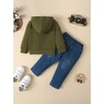 thumbnail image 4 of 3T Baby Boys Clothes 4T Boys 2PCS Hoodie Outfits Set Letter Print Toddler Boys Long Sleeve Top Denim Pants Set Green, 4 of 7