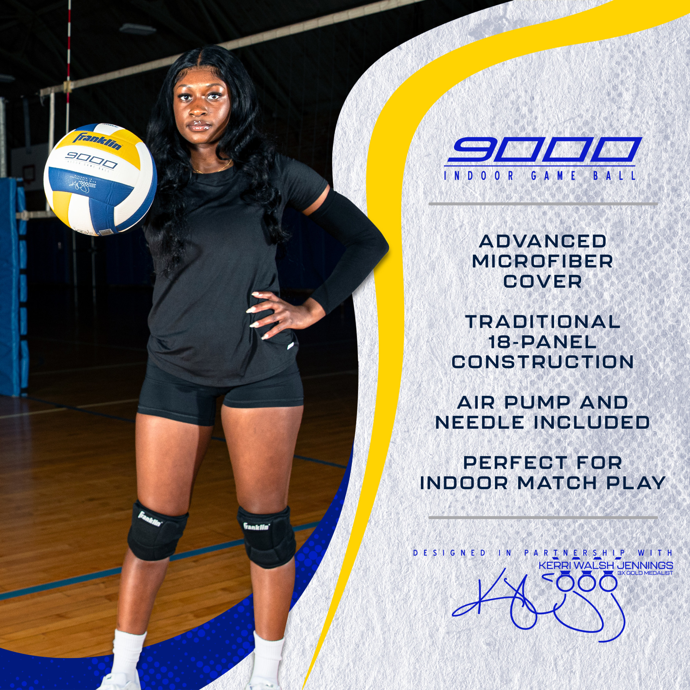 Franklin Sports Indoor Game Volleyball - Premium 9000 Official Size  - Competition - Pump and Needle