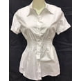 thumbnail image 6 of Womens Stretch Woven Button Down Short Sleeve Shirt, 6 of 6