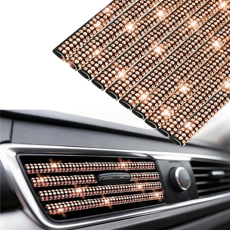Chasenew Bling Car Air Conditioner Decoration Strip for Vent Outlet 10 PCS Universal Rhinestone Car Vent Outlet Trim Decorations Bling Interior Accessories for Women and Womens (Silver)