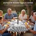 thumbnail image 3 of Round Outdoor Tablecloth with Umbrella Hole and Zipper, Grey Coastal Tablecloth with Elastic Waterproof, Beach Starfish Nautical Coral Shell Summer Patio Table Covers for 31" - 35" Pool Tables, 3 of 9