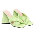 thumbnail image 4 of Zapatos de mujer Moda Color sólido Minimalista Arrugas Cruz Sandalias de tacón grueso Zapatillas Chanclas Wmkox8yii hj789, 4 of 9