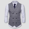 thumbnail image 3 of Men's Double Breasted Suit Vest Vintage Plaid Waistcoat Formal Business Slim Fit Sleeveless Tuxedo Jacket, 3 of 7