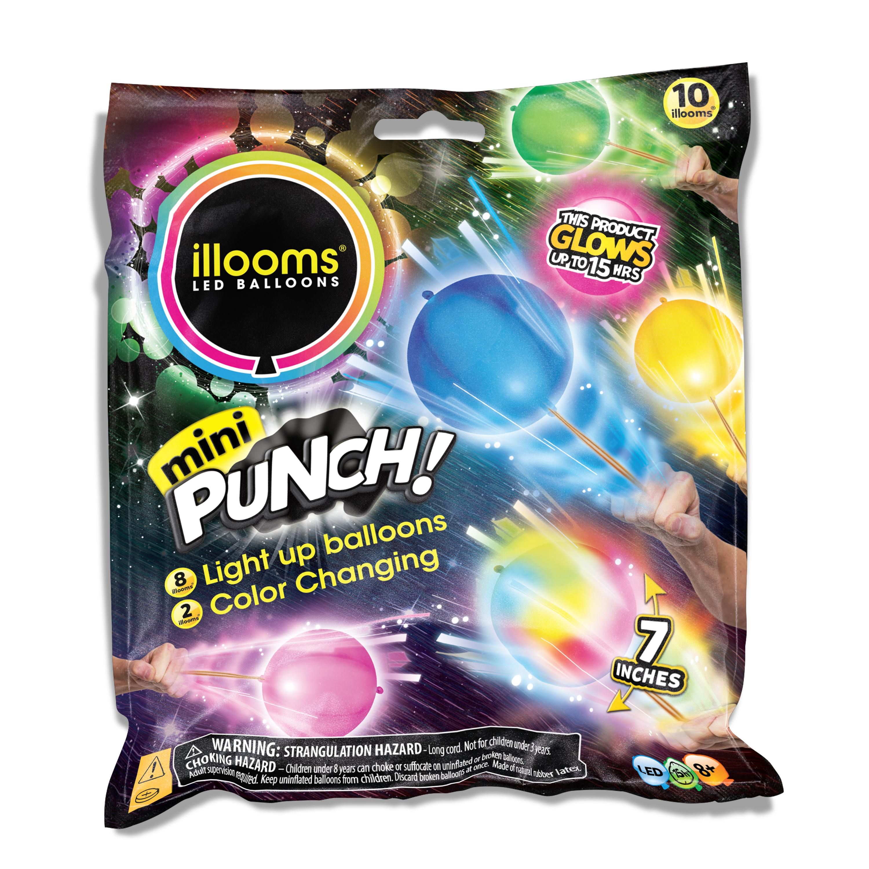 illooms Party Punch Ball LED Balloons, Multicolor, 10 Count photo 2