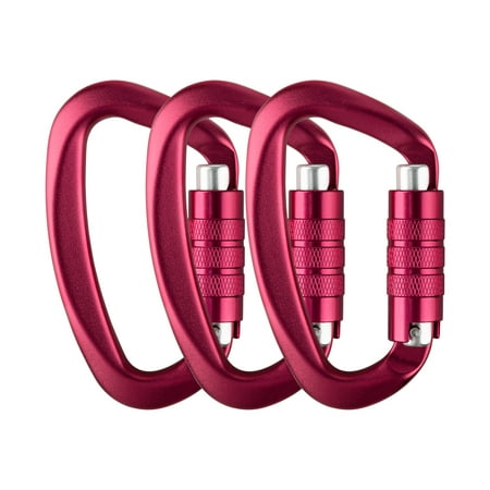 Aspire 3Pcs Auto-Locking Carabiner 12KN (2699 Lbs) 3 Inch Heavy Duty Locking Carabiners for Hammock Camping Swing (Hot Pink)