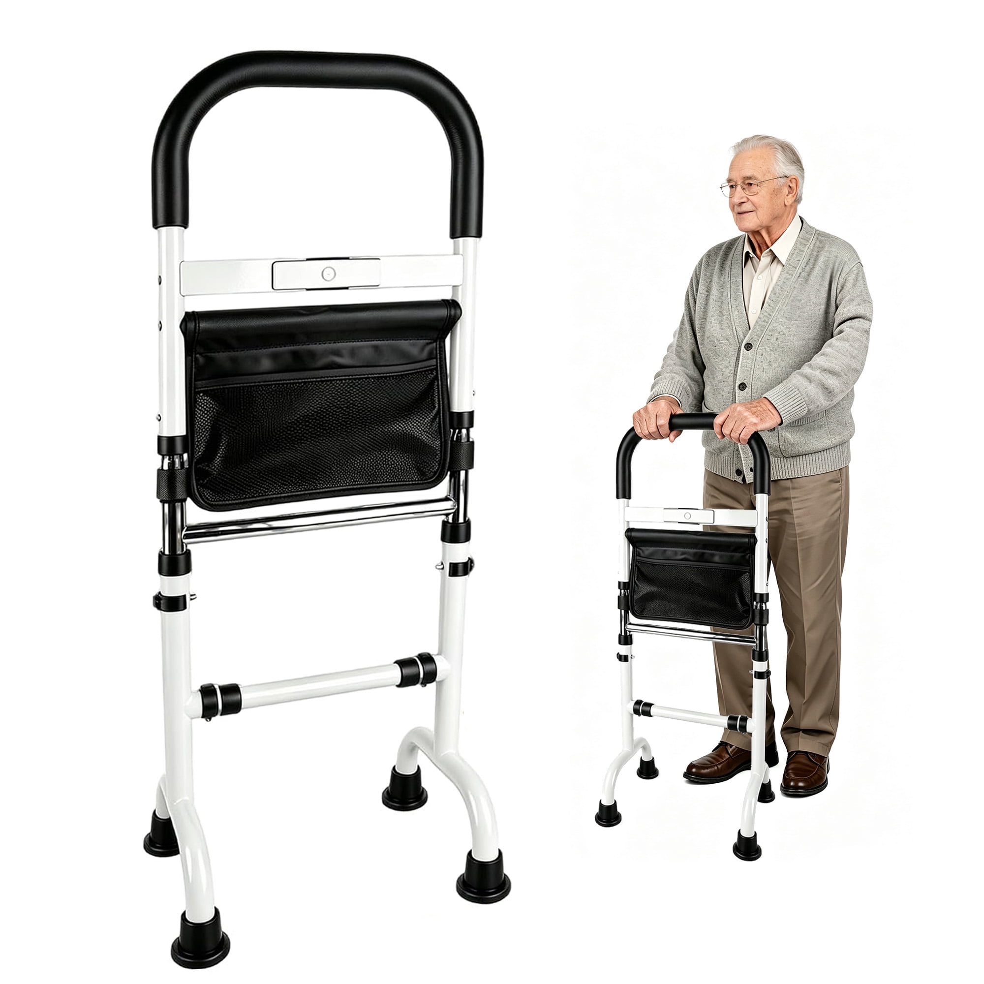Elderly Stand Assist Aid Adjustable Height Senior Mobility Standing Aid Rail Nonslip Mobility Support Device with Storage Bag for Elderly