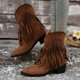 thumbnail image 5 of NECHOLOGY Botas Mujer Adulto Femenino Zapatos Botines para mujer Botas con borlas de tamaño Otoño e invierno Botas de ante con manga de tacón medio europeas y (Brown, 8.5), 5 of 7