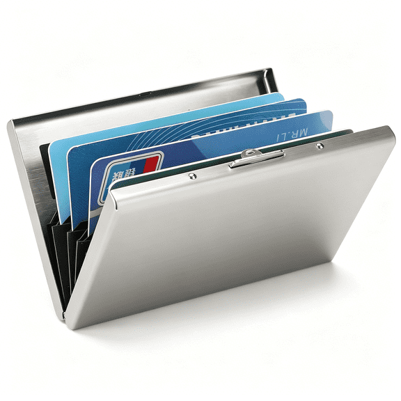 AOMRCOL Stainless Steel Credit Card Wallet Rfid Blocking Metal Case Pocket Business Card Holder for Women and Men