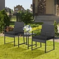 thumbnail image 3 of Gymax 3PCS Patio Rattan PE Wicker Bistro Set Outdoor Furniture Set w/ Table & Cushion, 3 of 10
