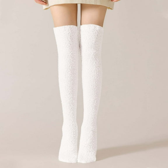 Blczomt 1 Pairs Thermal Women's Socks Over The Knee High Fleece Lined Sock Winter Warm Cozy Socks