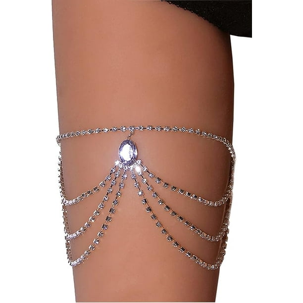 Thigh Chain Elastic Leg Chain Thigh Belt Crystal Multi layer Leg