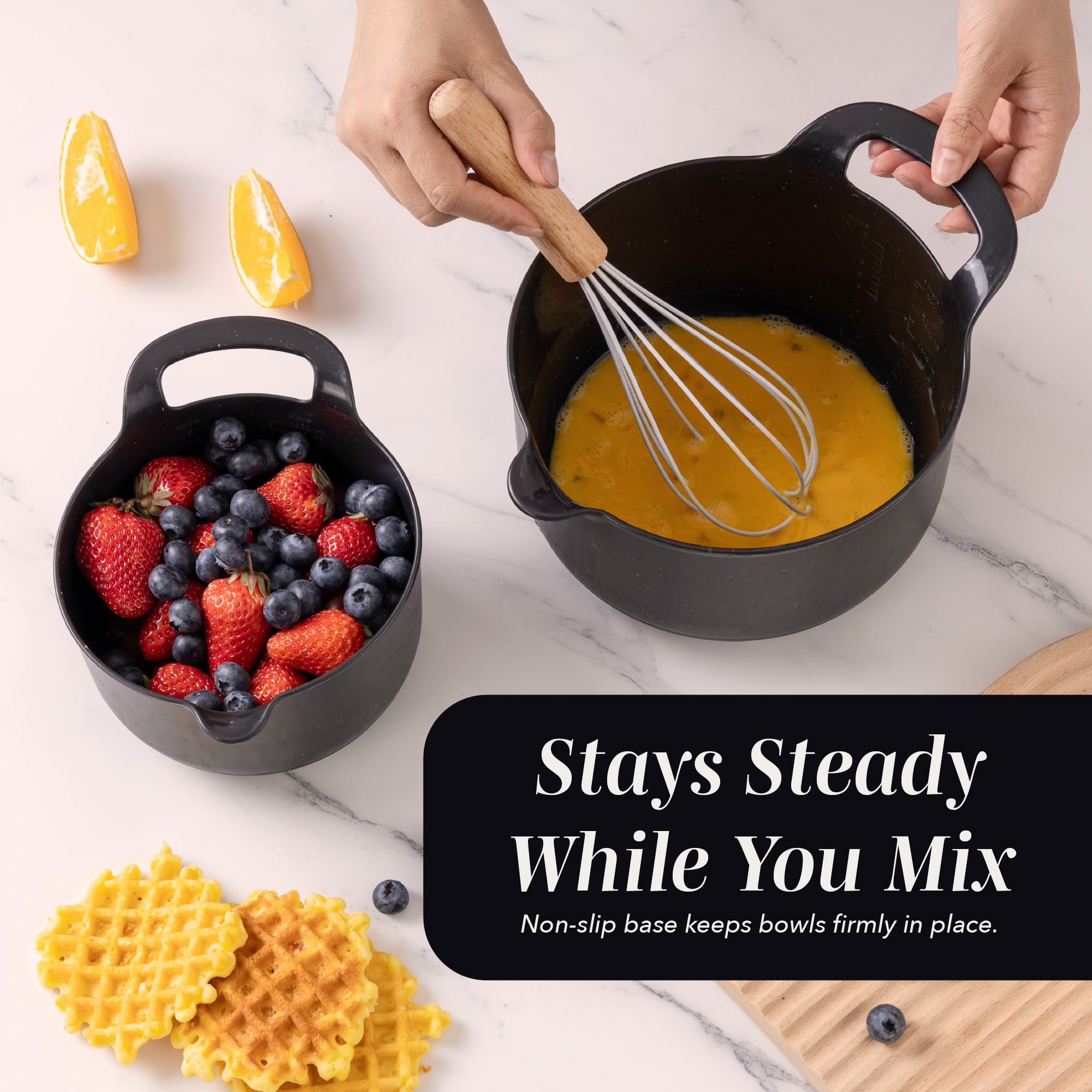 Cook With Color 4-Piece Black Speckled Mixing Bowl Set photo 6