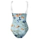 thumbnail image 3 of Gibobby Trajes de Baño Mujer Traje de baño con estampado de flores y cuello en V para mujer Conjuntos de bikini con falda y delantal(Azul,XL), 3 of 4